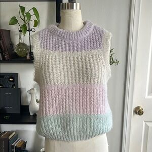 Vero Moda Pastel Color Block  Knit Sweater Vest size XS
